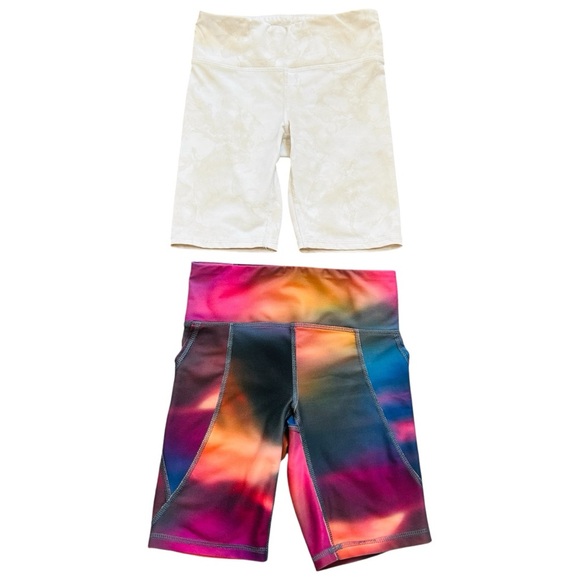 Girls 2 pairs Old Navy Cream & bright Pink Bike Shorts, Athletic Bottoms. S 6-7 - Picture 1 of 10